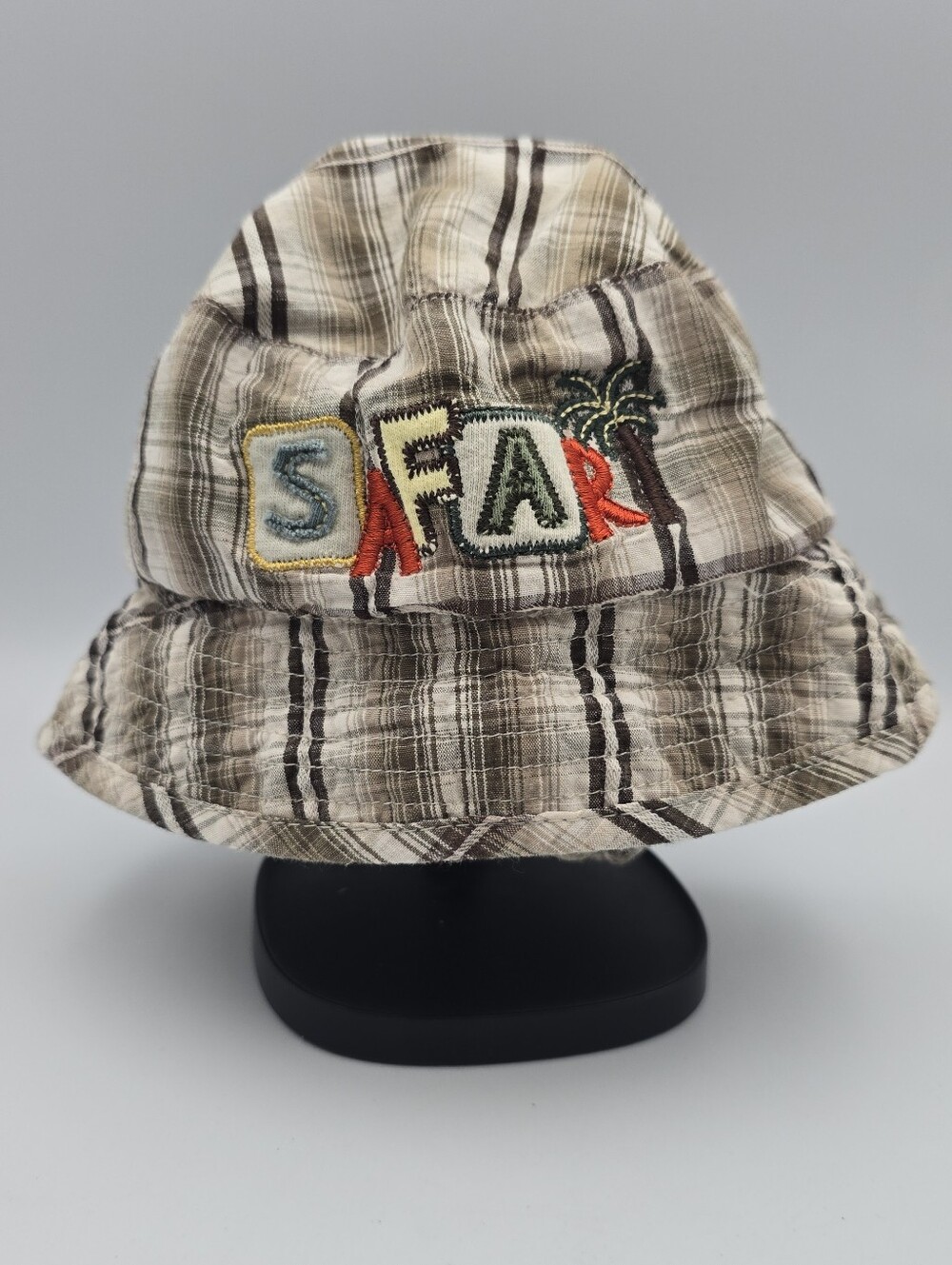 Infant 100% Cotton Plaid Safari Sun Bucket Hat